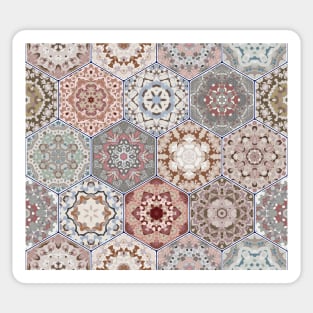 Hexagonal Oriental and ethnic motifs in patterns. Sticker